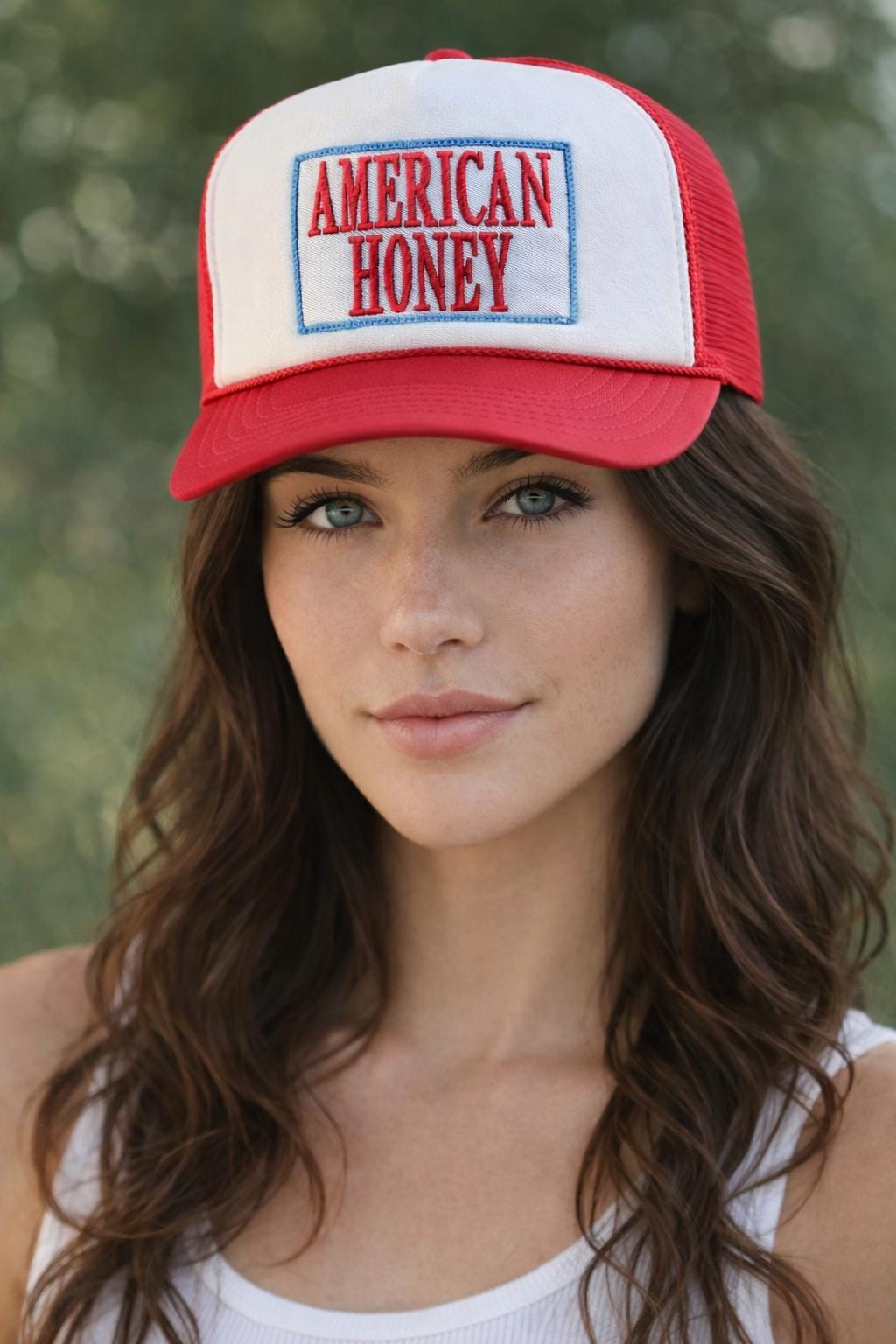 American Honey Trucker Hat – Red & White Vintage Style Snapback, Patriotic Country Western Cap