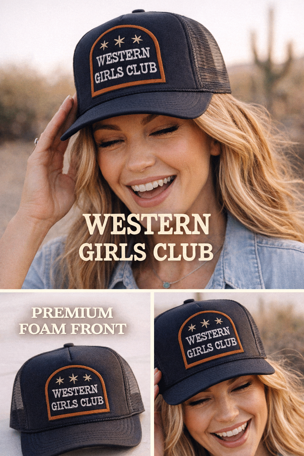 Western Girls Club Trucker Hat | Cowgirl Snapback Cap | Country Concert Western Hat