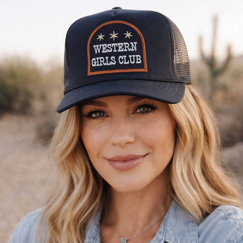 Western Girls Club Trucker Hat | Cowgirl Snapback Cap | Country Concert Western Hat