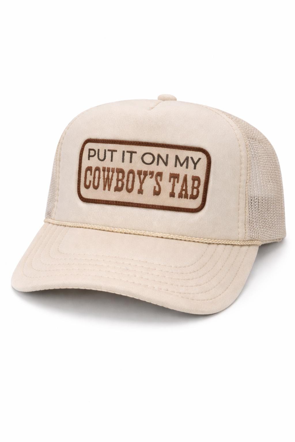 Cowboy's Tab Trucker Hat | Cream Western Cap, Unisex Fit