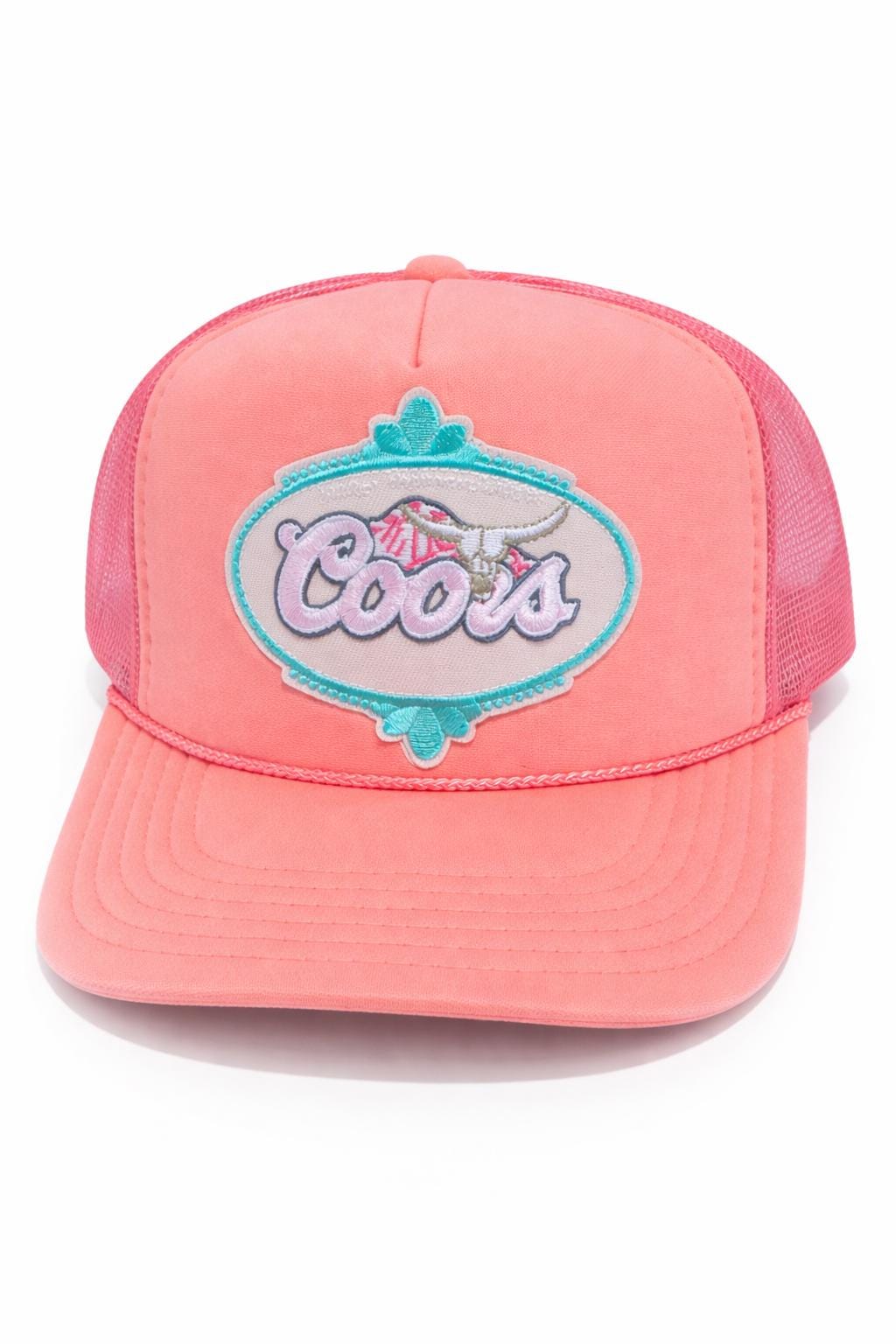 Coors Trucker Hat – Coral Pink Foam Mesh Hat, Country Western Snapback, Vintage Beer Style Hat