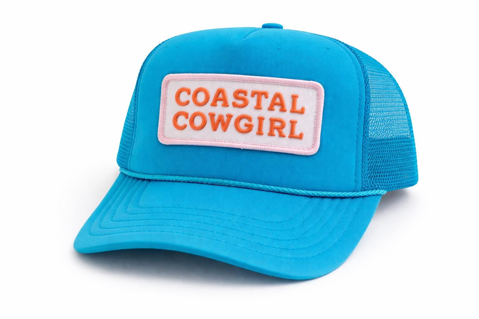 Coastal Cowgirl Trucker Hat | Turquoise Embroidered Patch, Western Beach Style