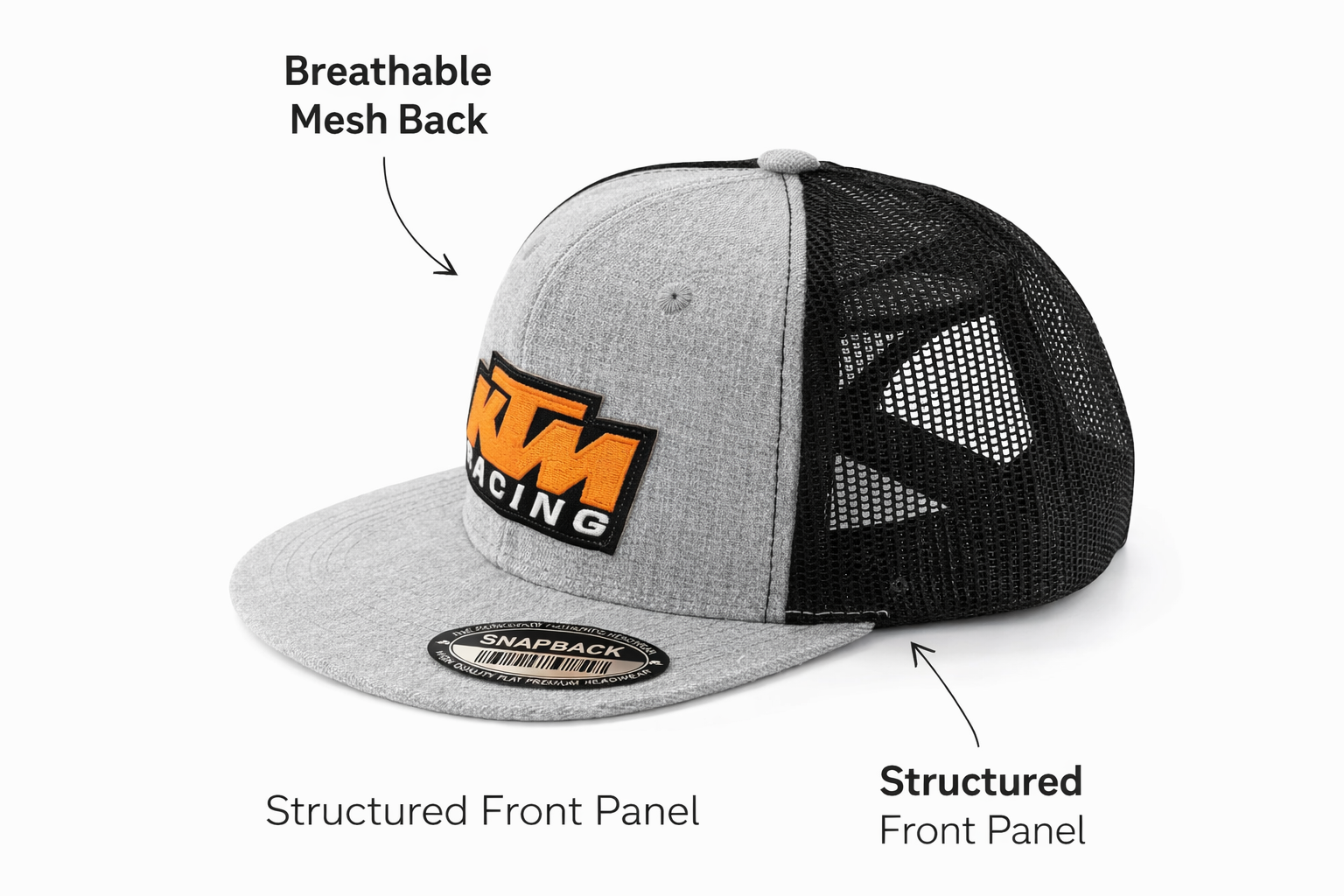 KTM Racing Snapback Hat – Premium Mesh Trucker Cap