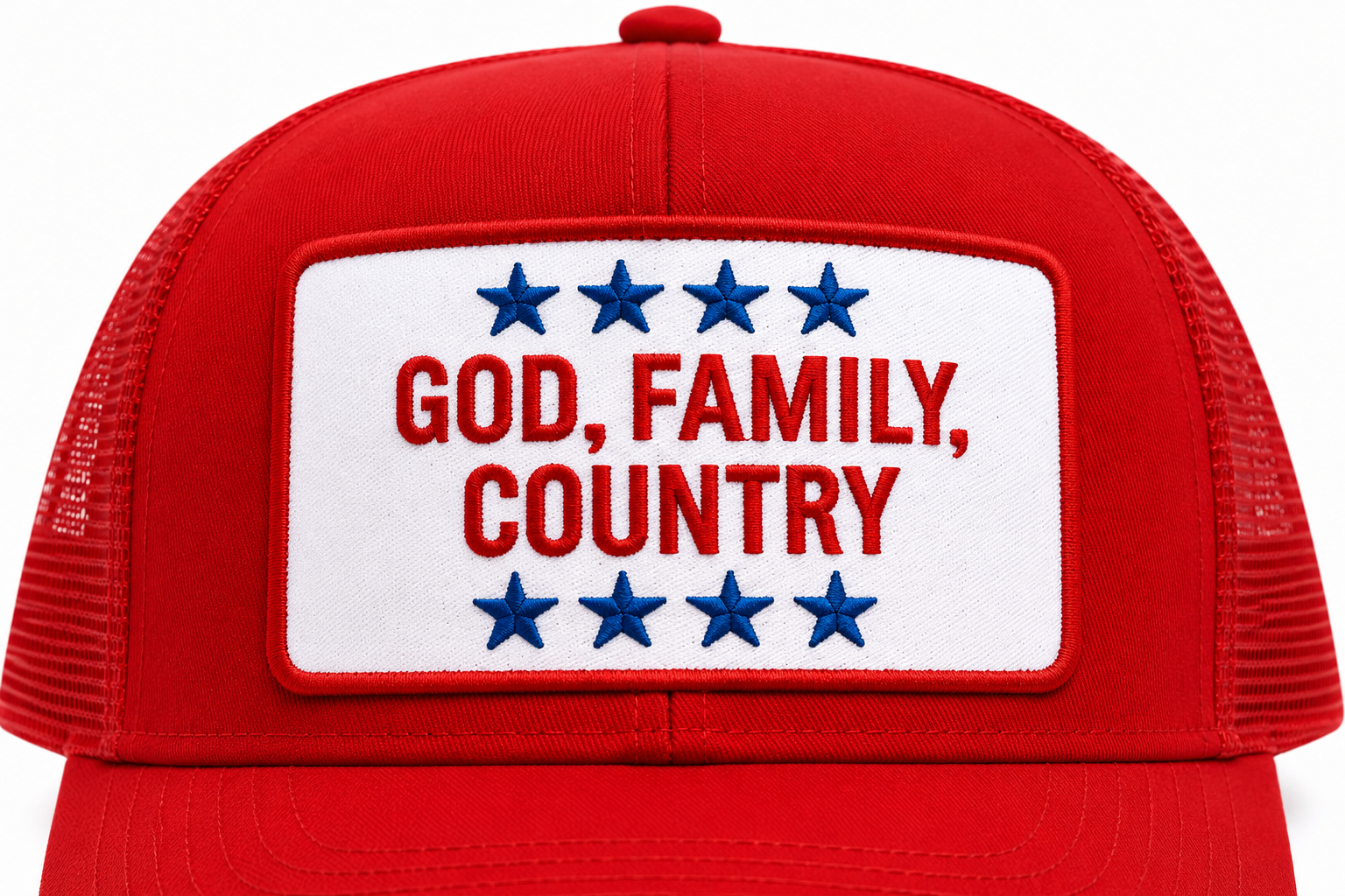 God Family Country Trucker | Patriotic Trucker Hat | American Pride Hat | Fourth of July Hat | USA Hat | Conservative Hat | Patriotic Cap