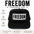 Black Freedom Trucker Hat | White Embroidered Patch, Unisex Americana Style