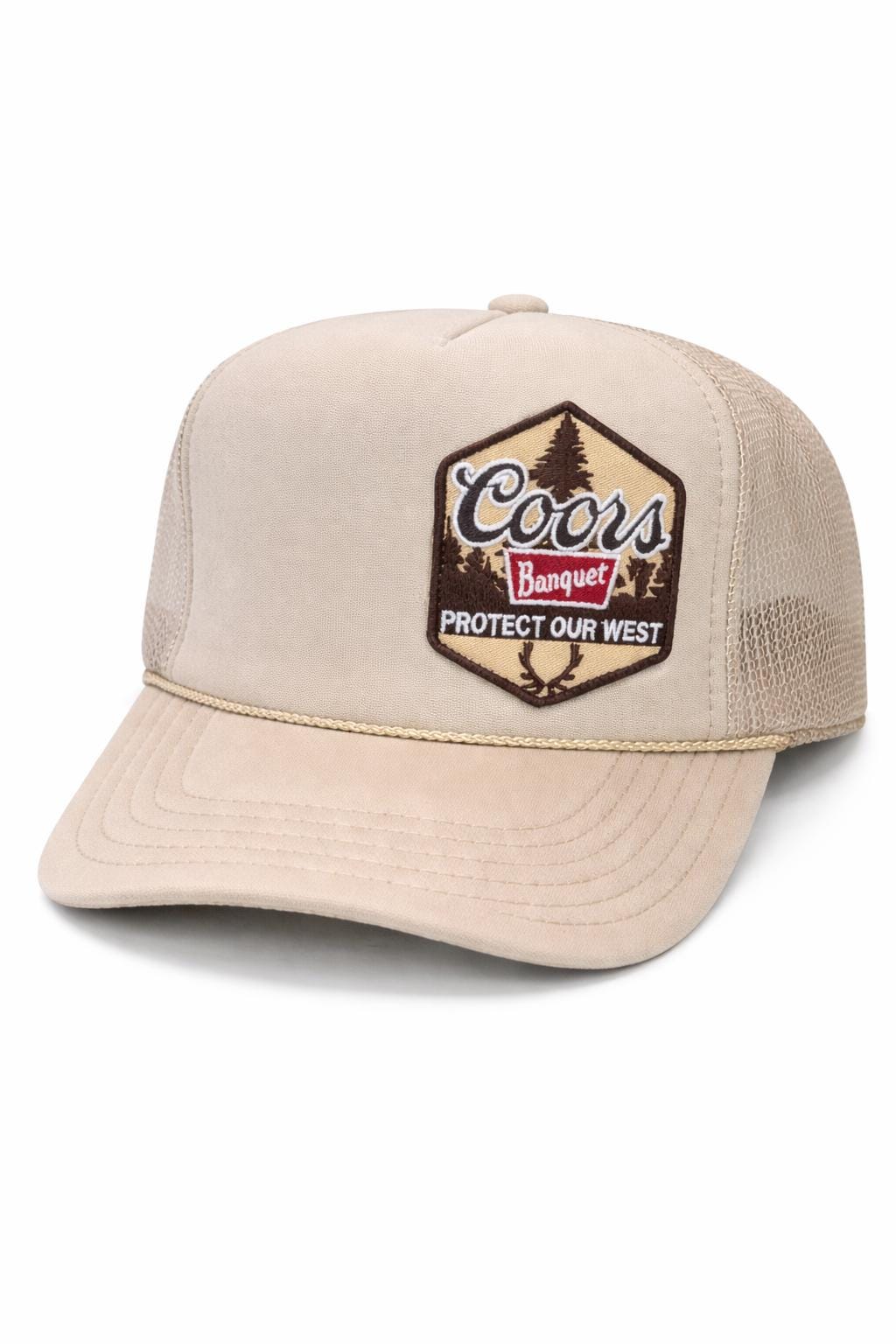 Coors Banquet Trucker Hat | Protect Our West Hat | Beige Western Trucker Cap | Outdoor Lifestyle Hat | Unisex Gift