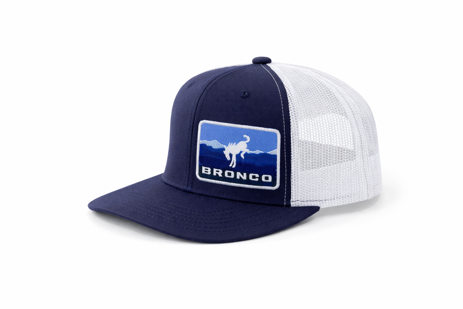 Bronco Snapback Hat – Navy/White Mesh Trucker Cap