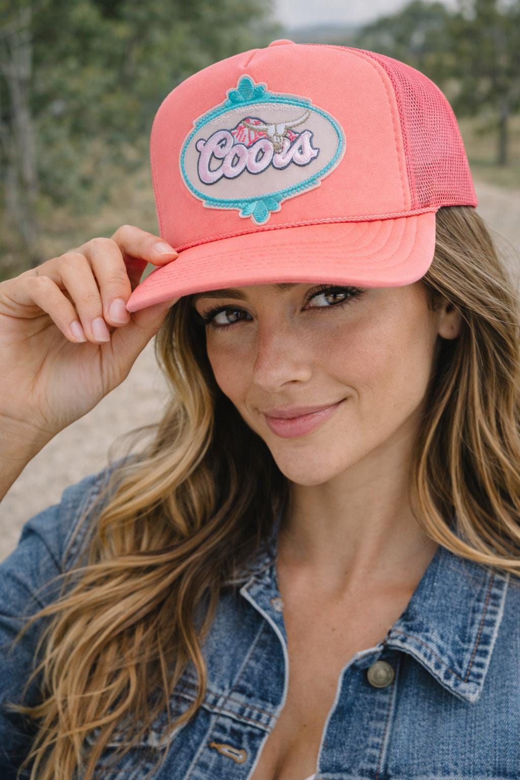 Coors Trucker Hat – Coral Pink Foam Mesh Hat, Country Western Snapback, Vintage Beer Style Hat