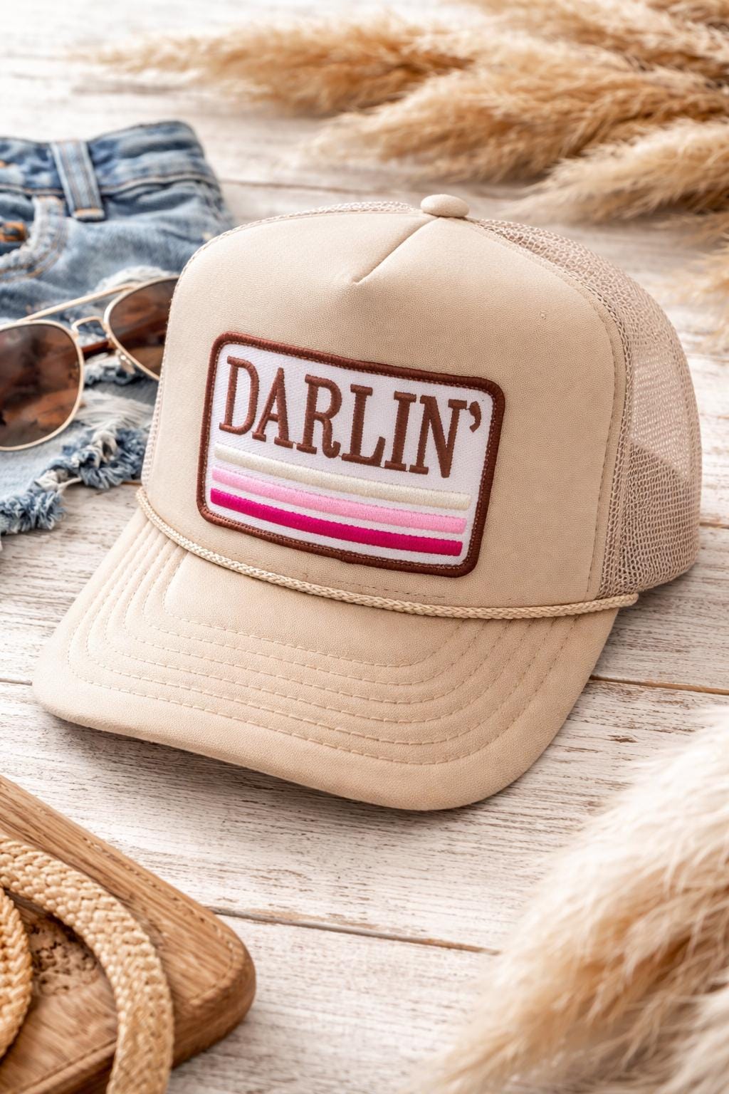 Darlin Trucker Hat – Western Cowgirl Hat – Cute Country Cap – Vintage Style Snapback – Gift for Her