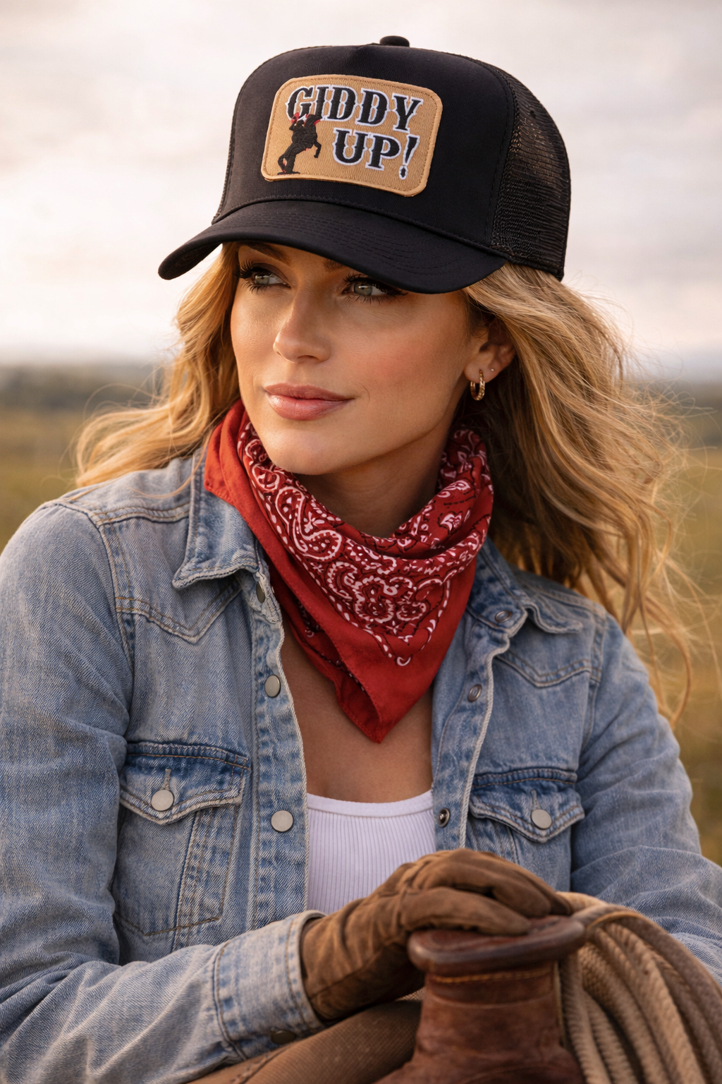 Giddy Up Trucker Hat – Western Cowboy Snapback Cap