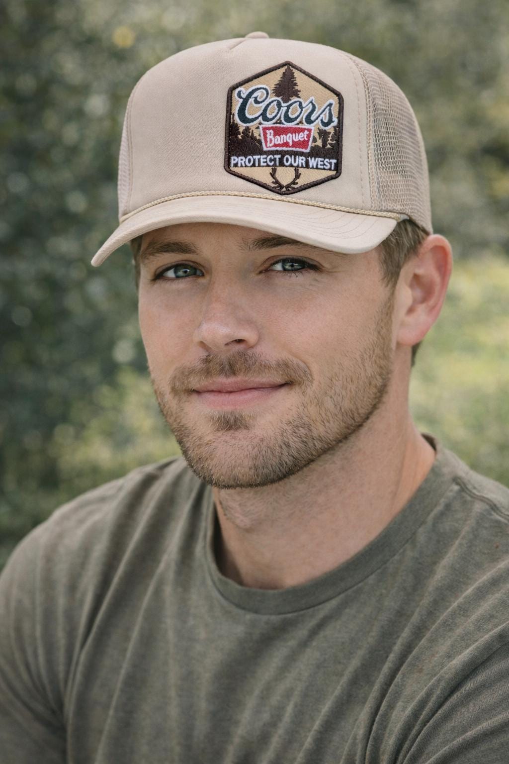 Coors Banquet Trucker Hat | Protect Our West Hat | Beige Western Trucker Cap | Outdoor Lifestyle Hat | Unisex Gift