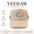 Yee Haw Rope Trucker Hat – Western Cowgirl Cap – Neutral Beige Mesh Snapback – Country Western Style Hat – Rodeo Outfit Accessory