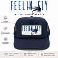 Feelin’ Fly Trucker Hat | Fishing Trucker Hat | Fly Fishing Hat | Navy Mesh Trucker Cap | Outdoor Fishing Gift | Unisex Hat