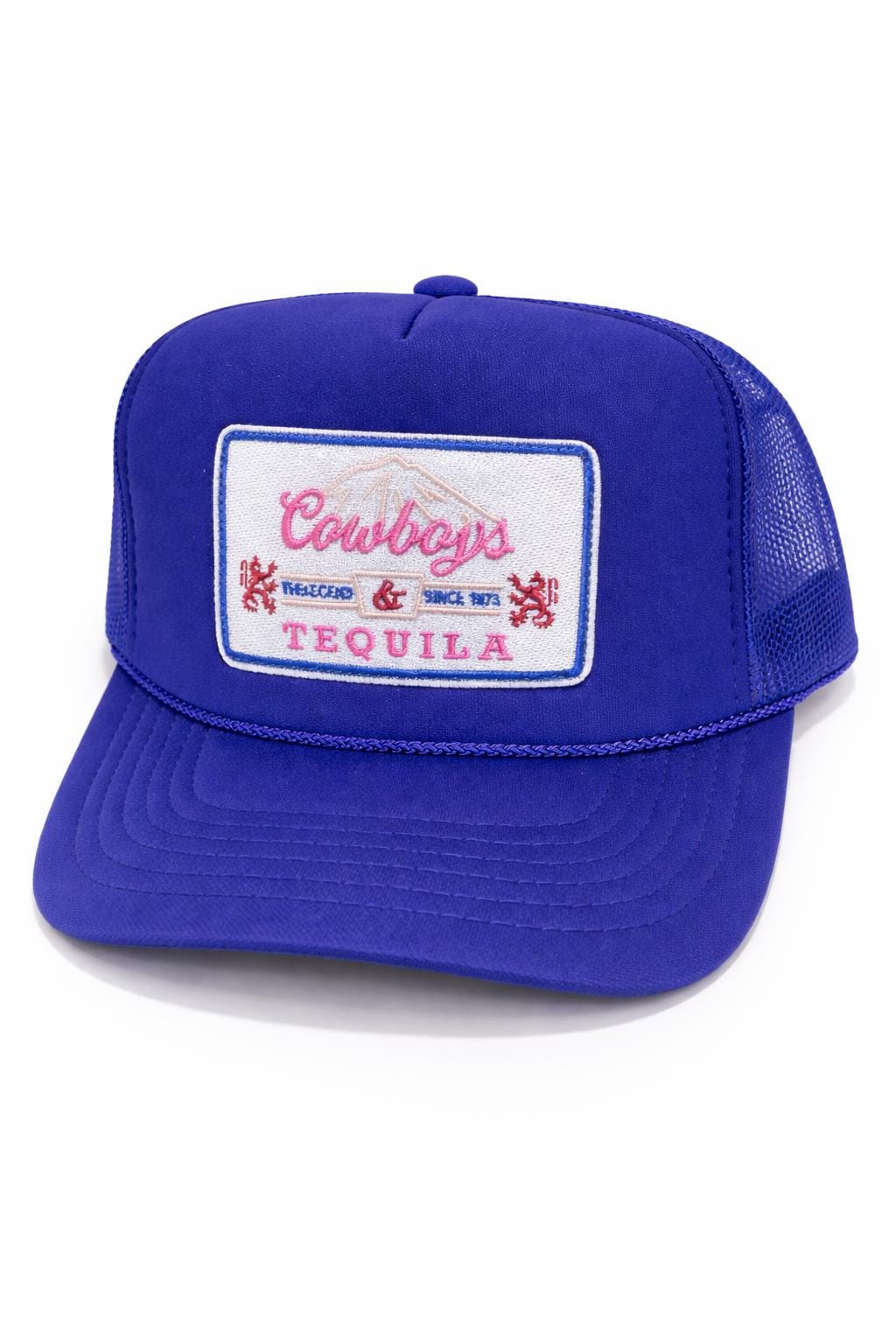 Cowboys Tequila Trucker Hat  Royal Blue Western Foam Mesh Hat, Cowgirl Style Snapback, Country Hat