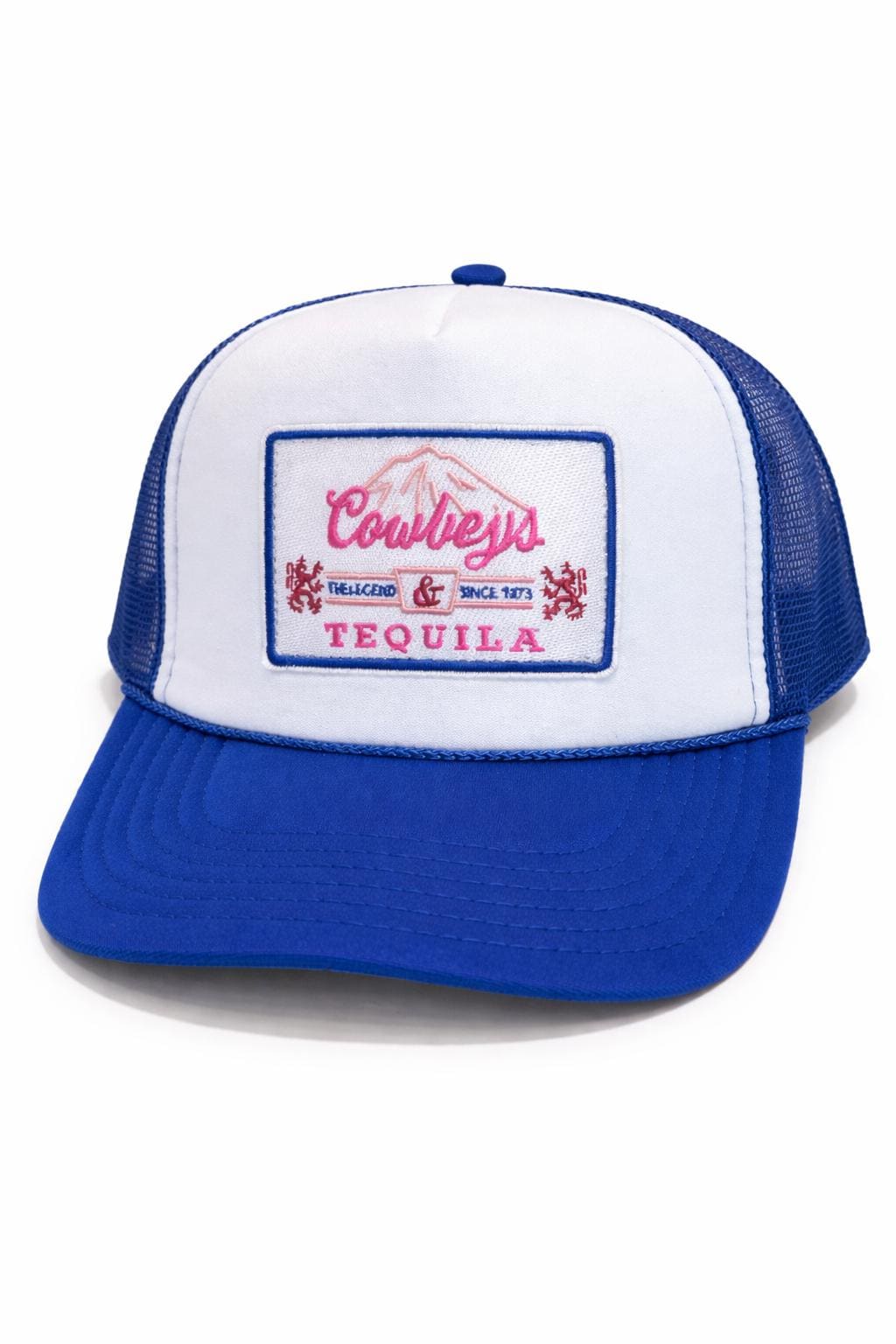 Cowboys Tequila Trucker Hat: Blue White Western Cap Concert Accessory