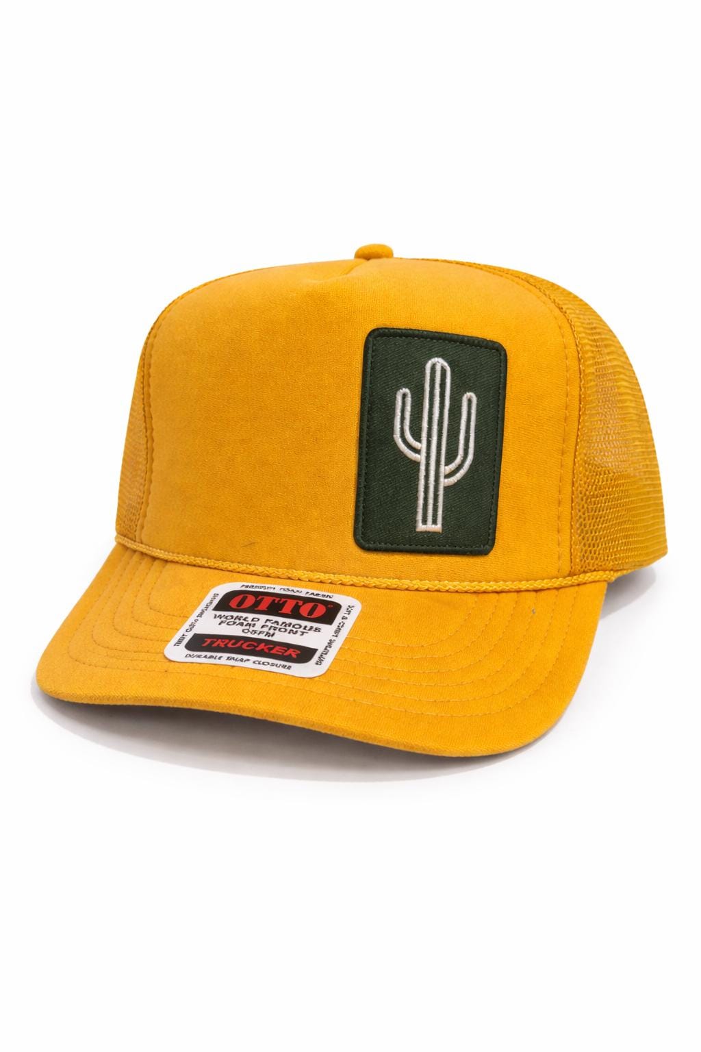 Mustard Yellow Cactus Trucker Hat | Embroidered Desert Western Cap
