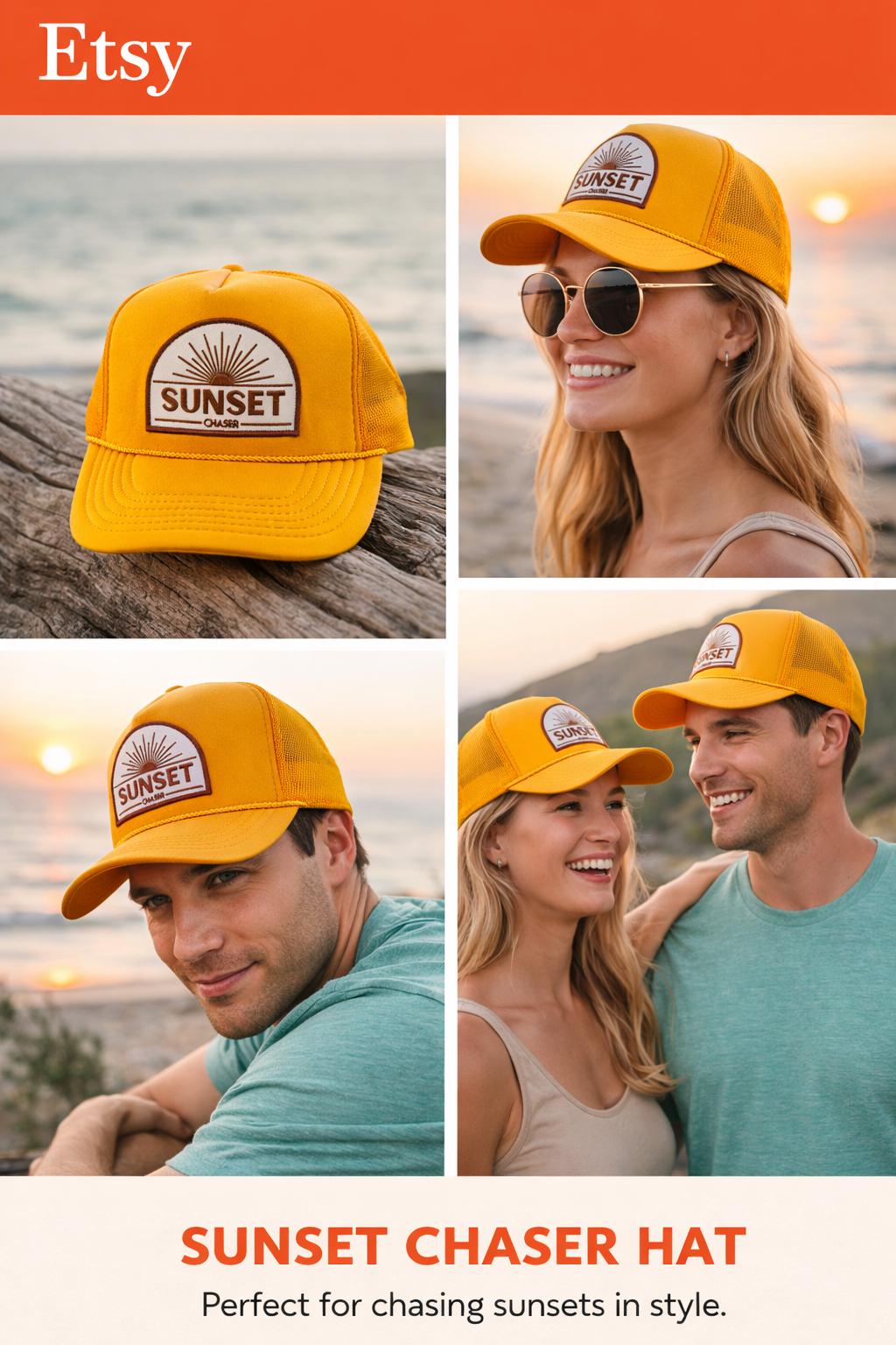 Sunset Chaser Trucker Hat – Golden Yellow