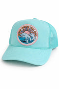 Here Comes The Sun Trucker Hat | Turquoise Wave Patch, Coastal Summer Cap