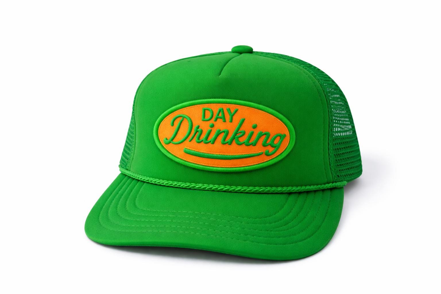 Day Drinking Trucker Hat | Funny Green Snapback Hat | Vintage Style Mesh Cap | Party Hat | Gift for Friends