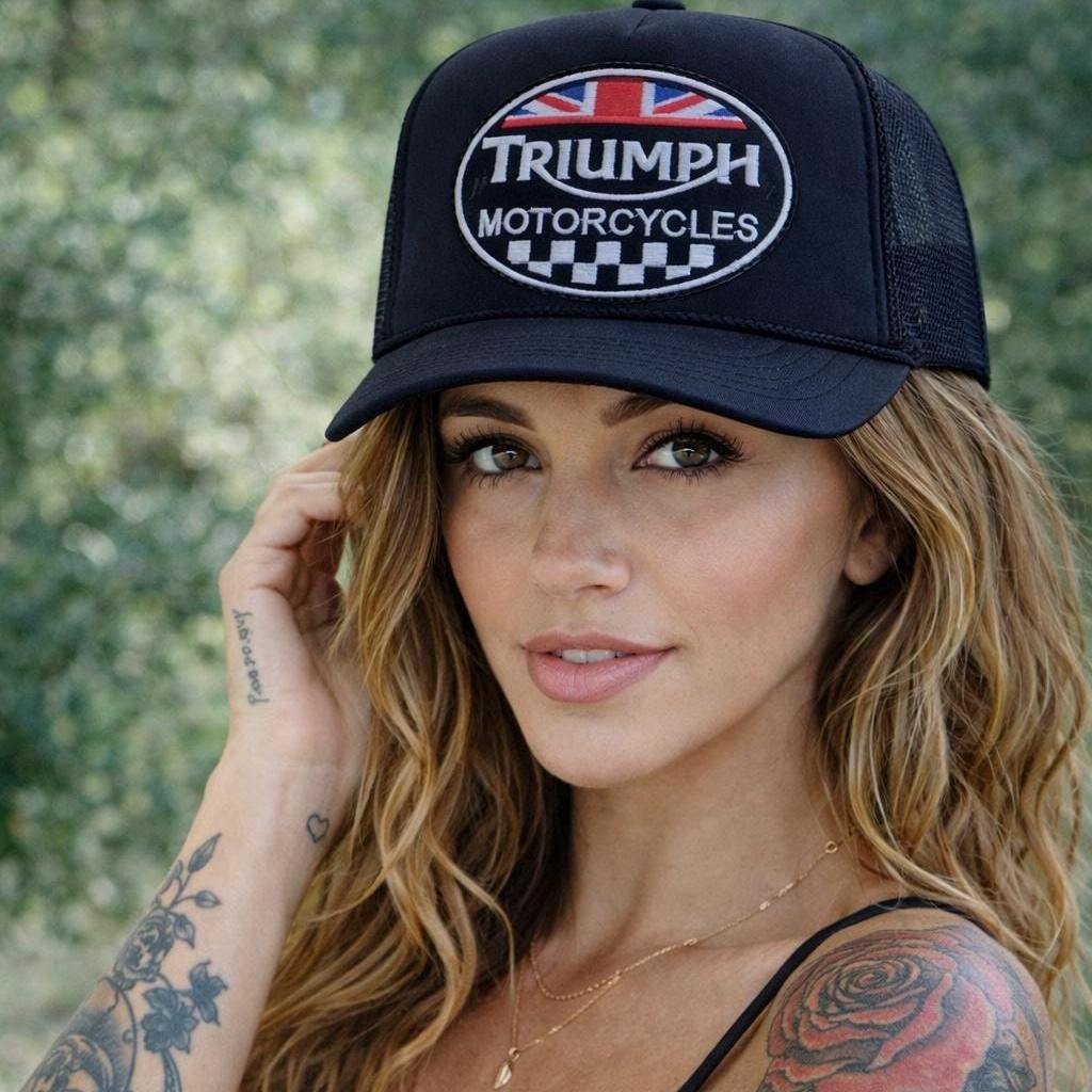 Triumph Motorcycles Trucker Hat | Embroidered Biker Cap, Vintage Rider Style