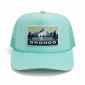 Mint Green Bronco Trucker Hat – Western Mountain Patch Snapback, Foam Mesh Hat, Cowgirl Summer Cap
