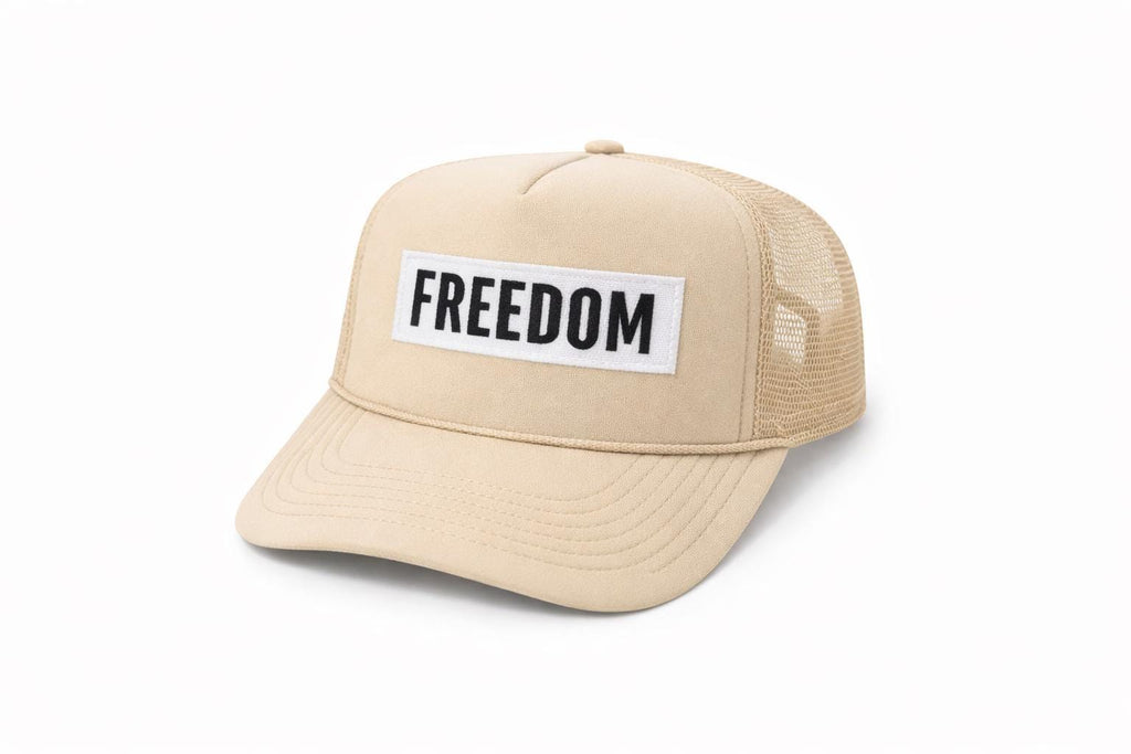 Black Freedom Trucker Hat | White Embroidered Patch, Unisex Americana Style