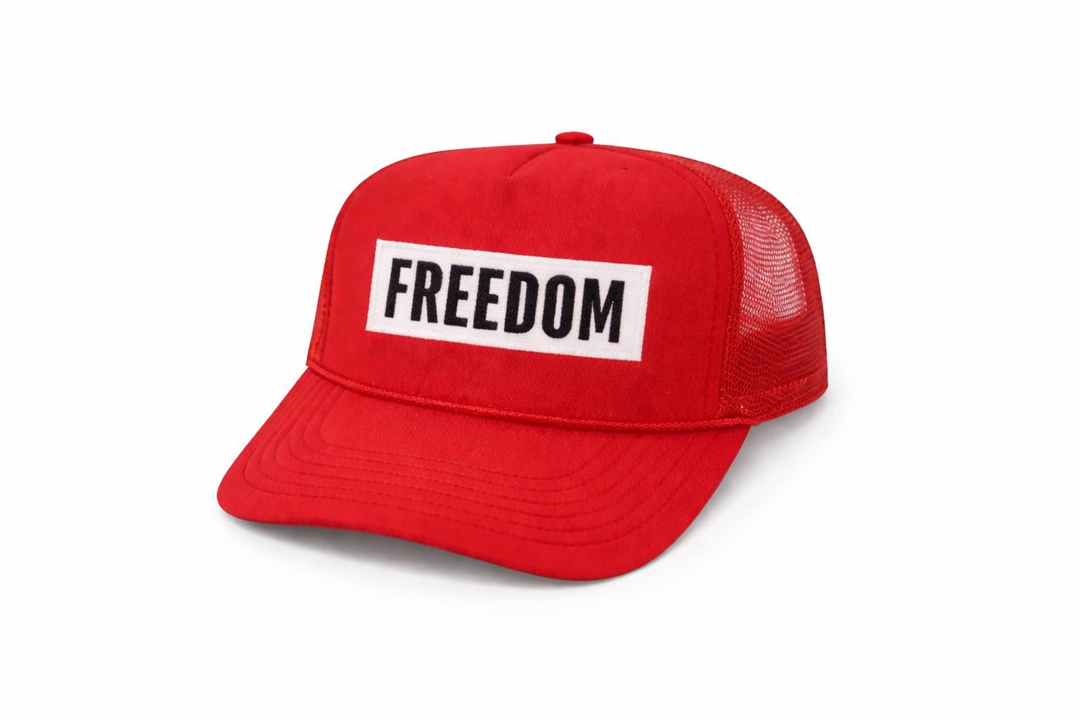 Black Freedom Trucker Hat | White Embroidered Patch, Unisex Americana Style