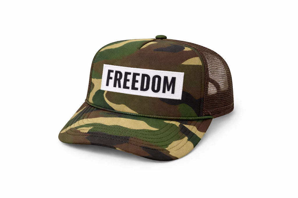 Black Freedom Trucker Hat | White Embroidered Patch, Unisex Americana Style
