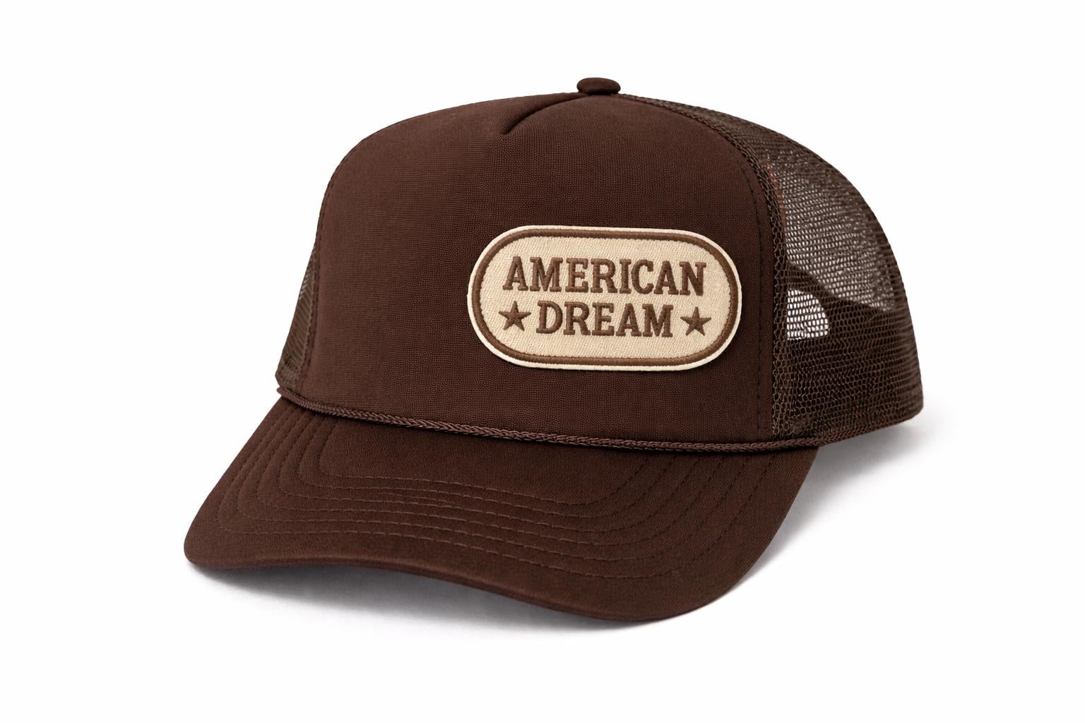 American Dream Trucker Hat, Brown Snapback Hat, Western Hat, Country Style Cap, Mesh Back Hat, Unisex Hat
