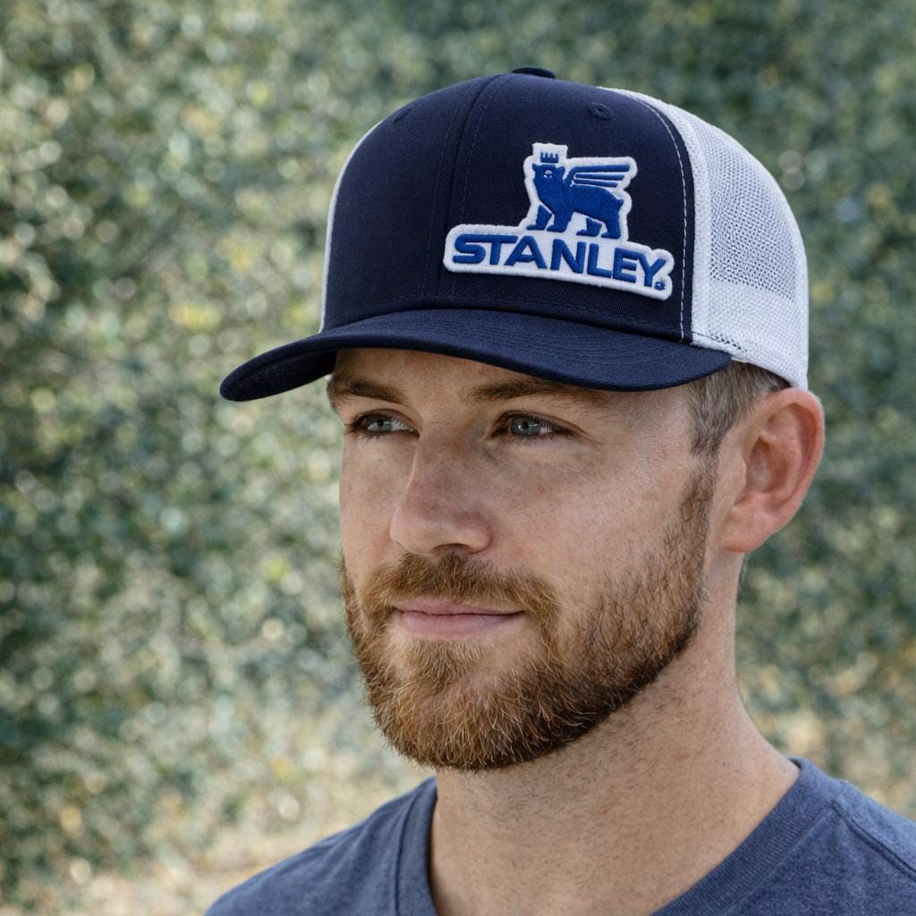 Stanley Retro Trucker Hat | Navy Blue White Embroidered Logo Snapback
