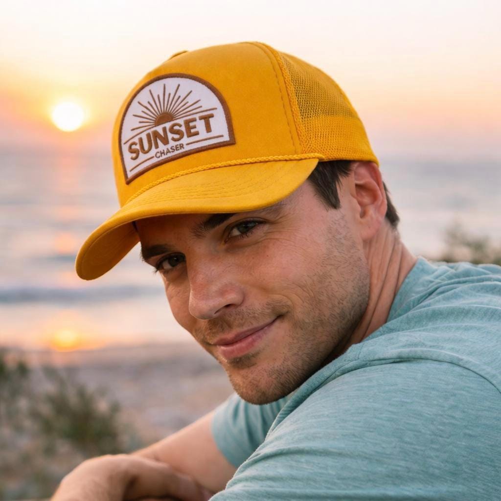 Sunset Chaser Trucker Hat – Golden Yellow